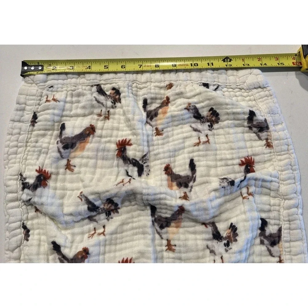 Milkbarn Bamboo Blend Chicken Print Burp Cloth Tiny‎ Lovey Country Farm Cottage